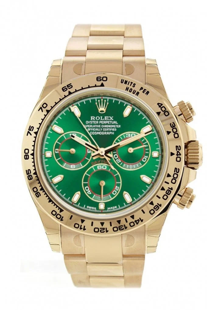 Rolex Gold Daytona Green Dial 43 mm Metal Bracelet Watch