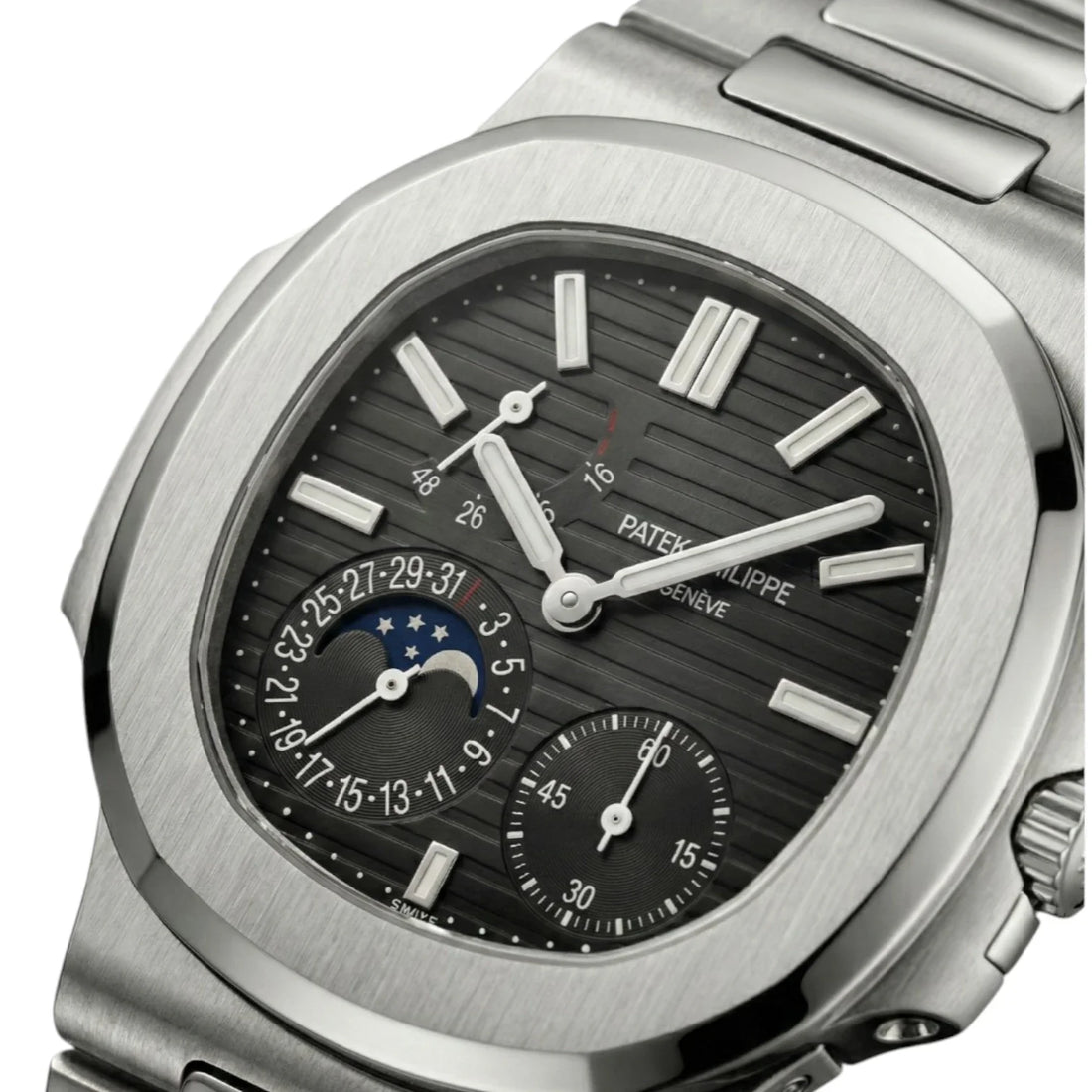 Patek Philippe Nautilus Black Dial 41 mm Rubber Strap Men's Watch