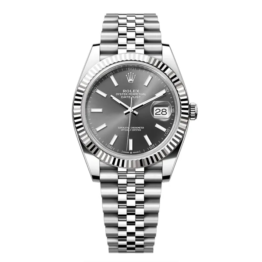 Rolex Datejust Gray Dial 41 mm Metal Bracelet Men's Watch (Ref. 030)