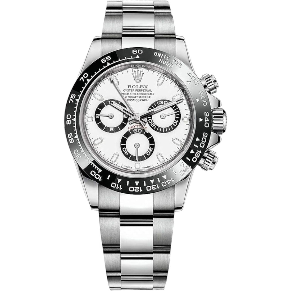 Rolex Daytona White Dial Metal Bracelet Men's Watch
