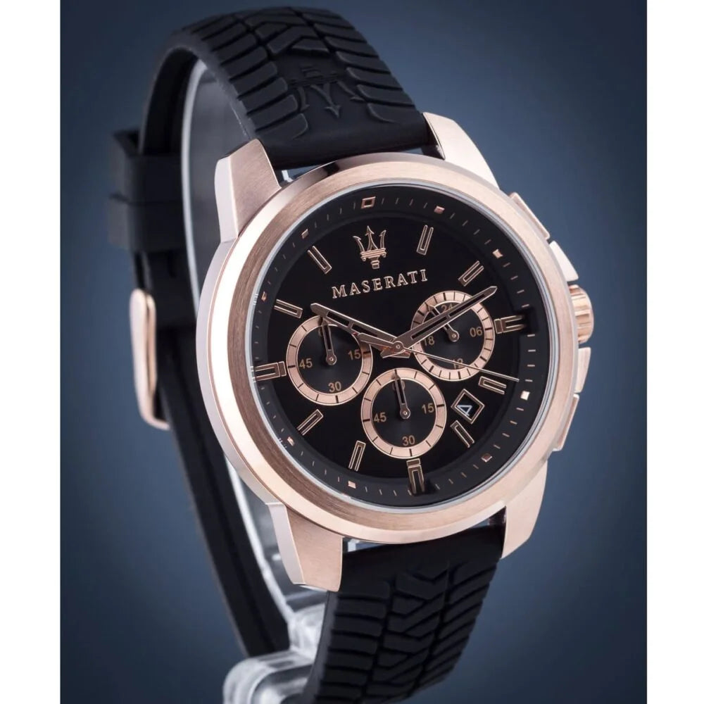 Maserati Black Dial 44 mm Rubber Strap Men's Watch R8871621012
