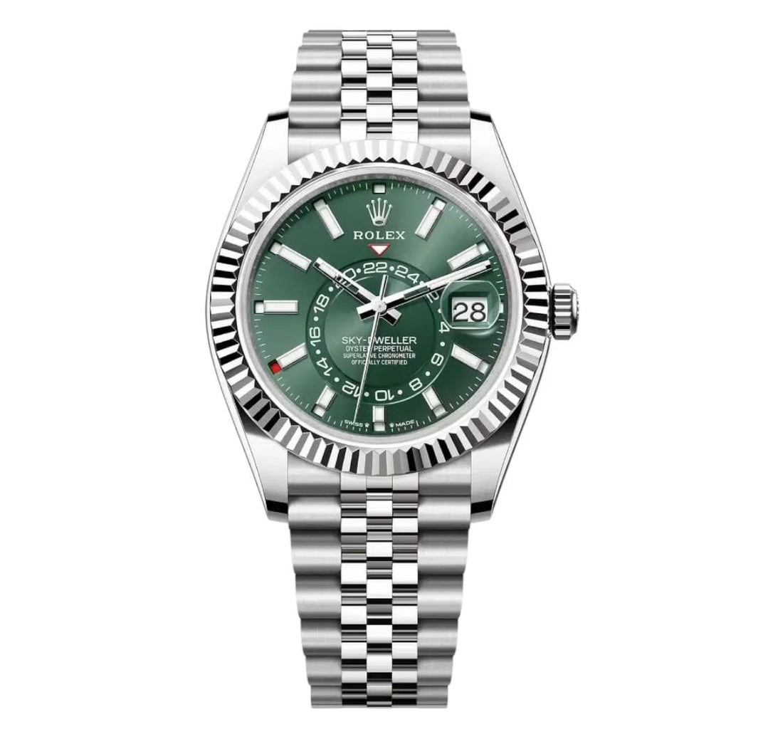 Rolex Sky-Dweller Green Dial 42 mm Metal Bracelet Men's Watch (Ref. 028)