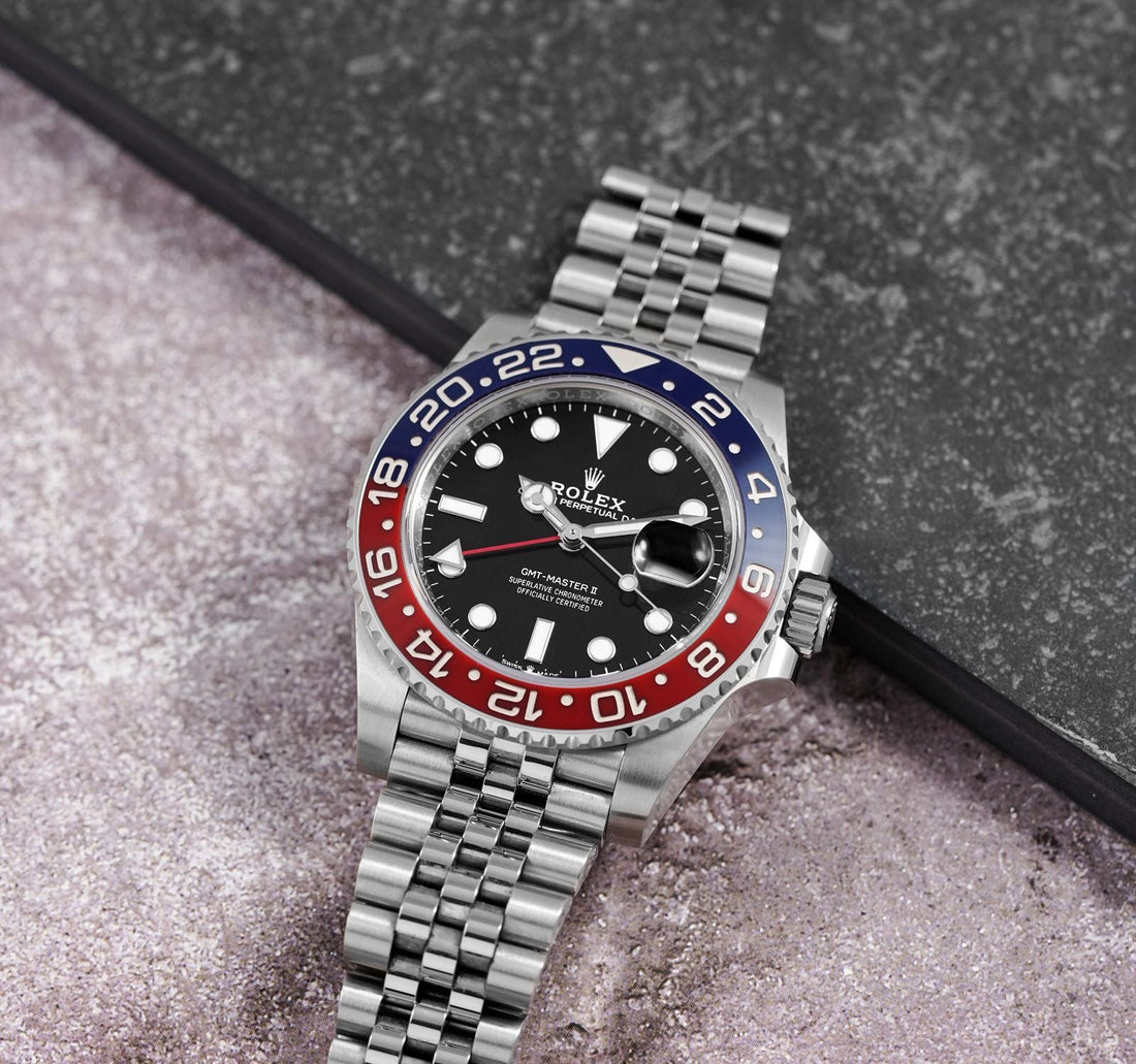 Rolex GMT-Master II Black Dial Metal Bracelet Men's Watch (Ref. 021)